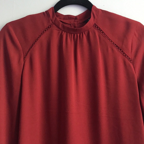 🍁 Express Red Back-Button Blouse 📚 - Picture 2 of 8